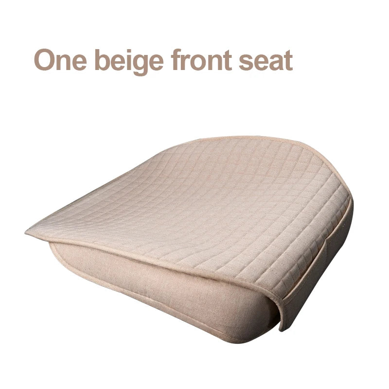 Universal Flax Linen Car Seat Covers – Breathable 4-Season Front & Rear Cushions for Auto Interior Protection