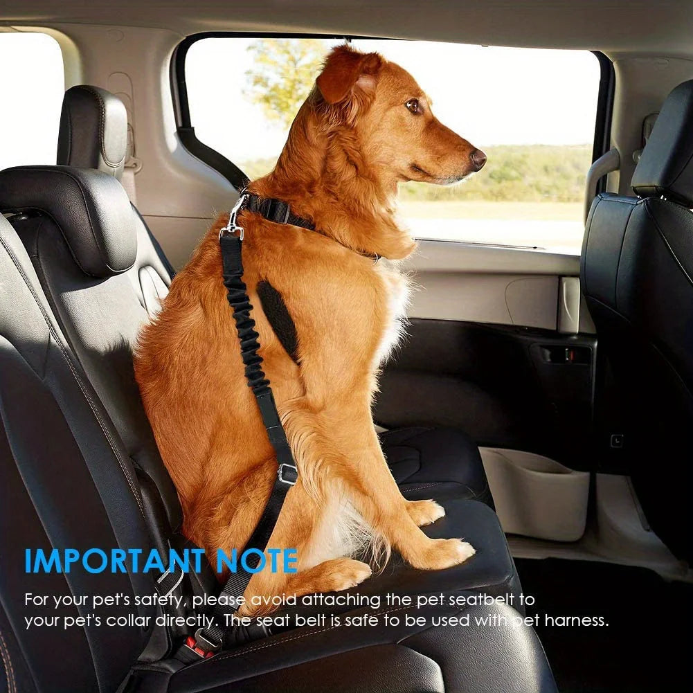 Adjustable Pet Car Seat Belt – Dog & Cat Safety Harness Clip for Vehicles
