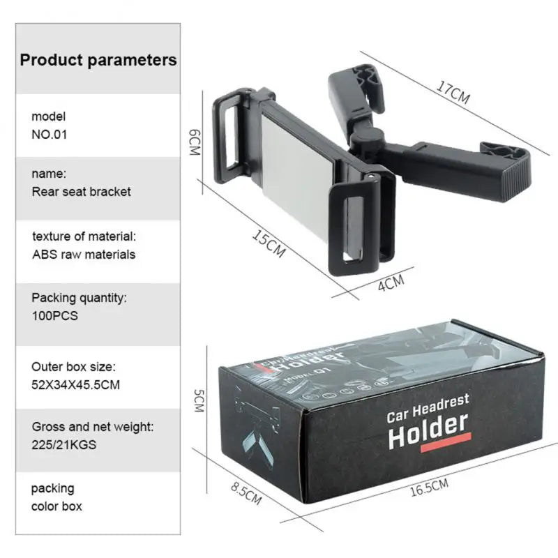 Car Headrest Tablet Holder with 360° Rotation