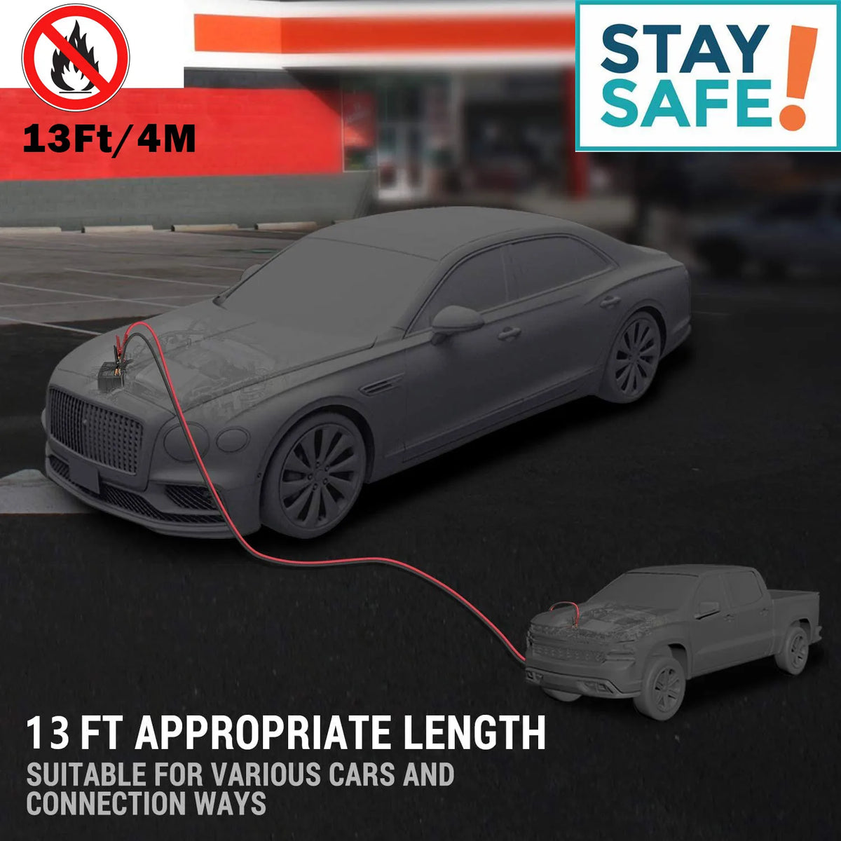 Heavy‑Duty Car Jumper Cables with Booster Clamps