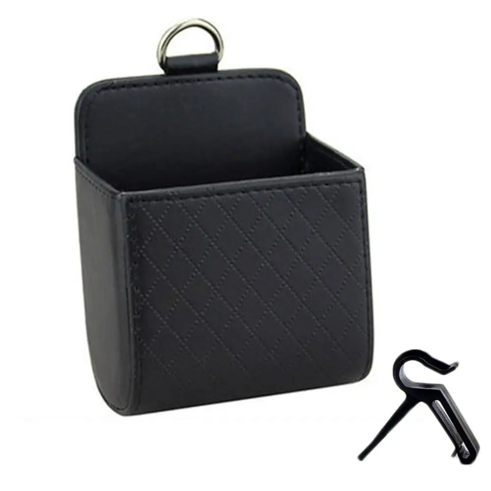 Universal Leather Car Storage Bag Large Capacity Hanging Organizer Box Anti-friction Air Outlet Debris Bag