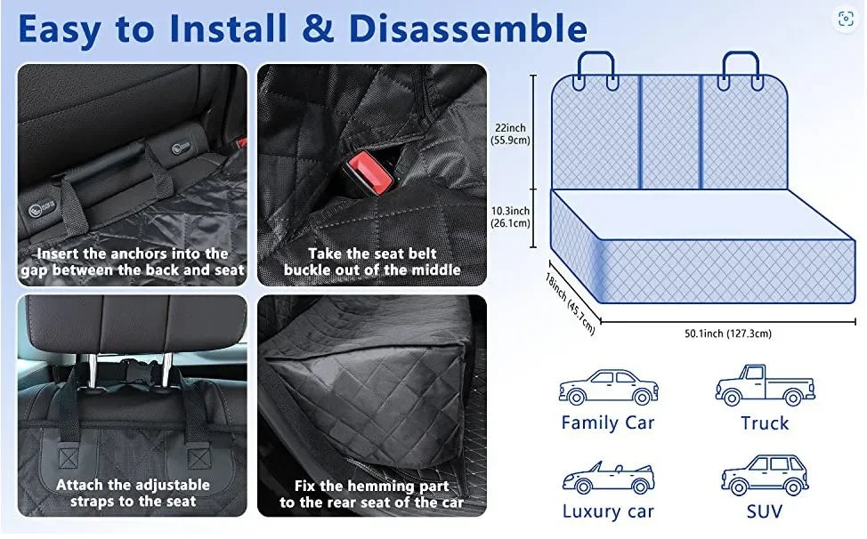 Waterproof Car BackSeat Pet Cover – Nonslip, Universal Protector for Dogs & Cats