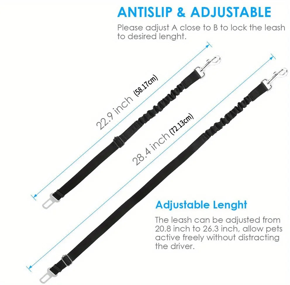 Adjustable Pet Car Seat Belt – Dog & Cat Safety Harness Clip for Vehicles