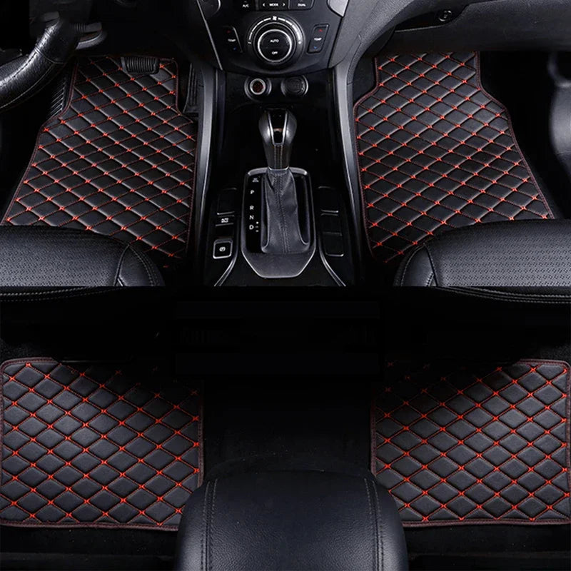 4PCS Premium Car Floor Mats – Anti-Slip, Waterproof, Easy-Clean PU Leather