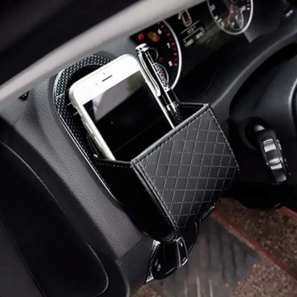 Universal Leather Car Storage Bag Large Capacity Hanging Organizer Box Anti-friction Air Outlet Debris Bag