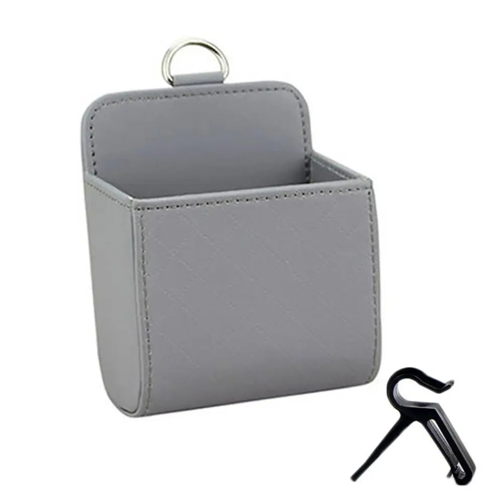 Universal Leather Car Storage Bag Large Capacity Hanging Organizer Box Anti-friction Air Outlet Debris Bag