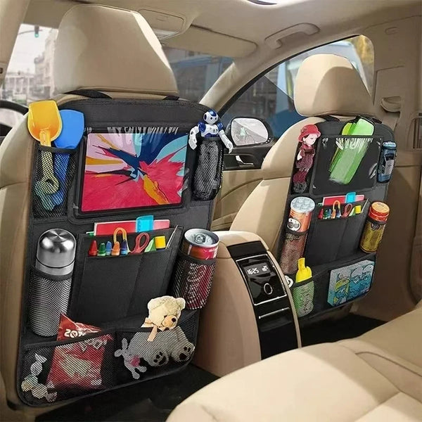 Car Backseat Organizer with Touchscreen Pocket & Toy Storage