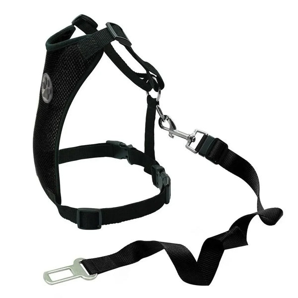 Air Mesh Dog Car Harness with Seatbelt Clip – Breathable, Safe & Travel‑Ready