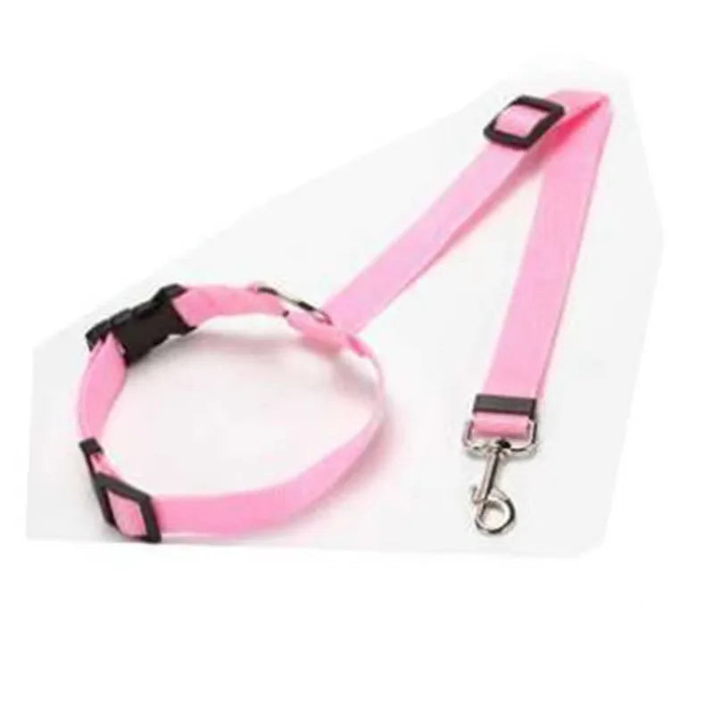 2-in-1 Pet Car Seat Belt & Leash – Adjustable Nylon Dog Safety Harness