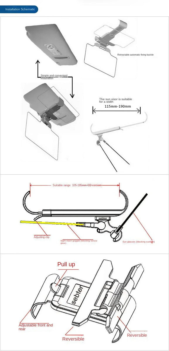 Car Sun Visor Extender – Anti-Glare & UV Protection for Safer Driving