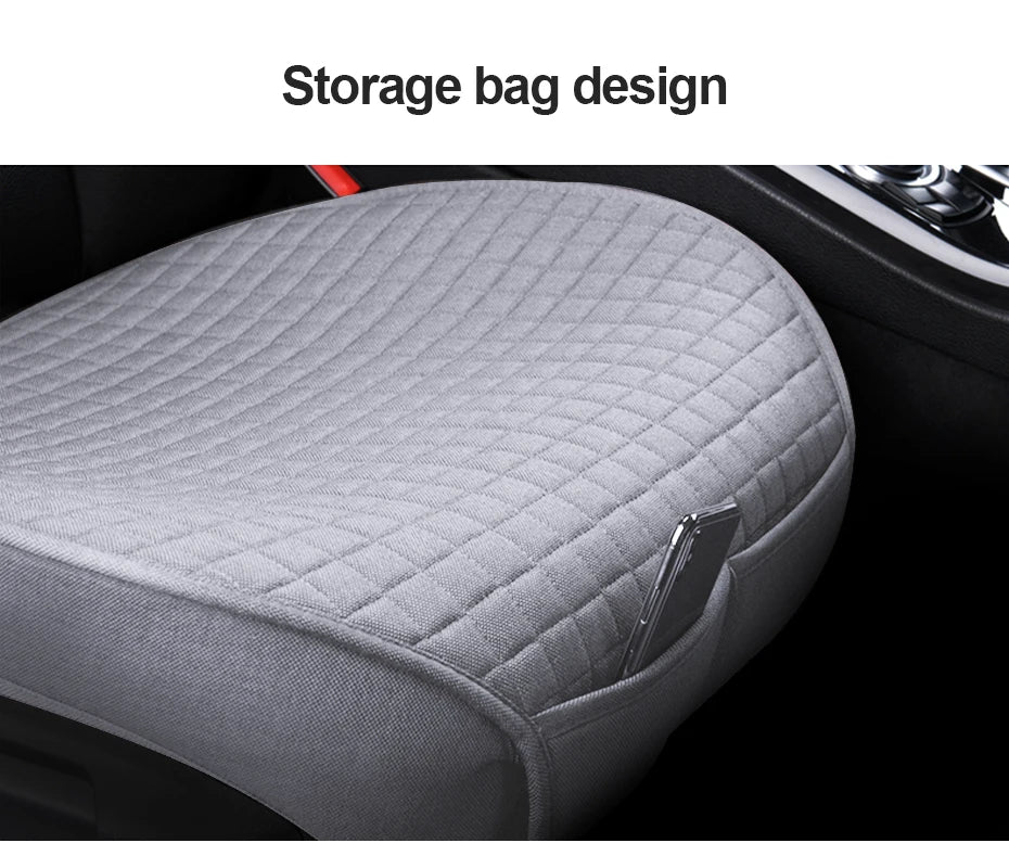 Universal Flax Linen Car Seat Covers – Breathable 4-Season Front & Rear Cushions for Auto Interior Protection