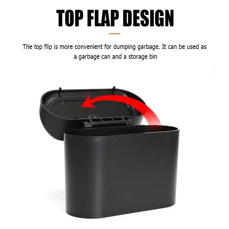 Mini Car Trash Can with Lid – Leak-Proof, Includes Garbage Bags, Compact Auto Accessory