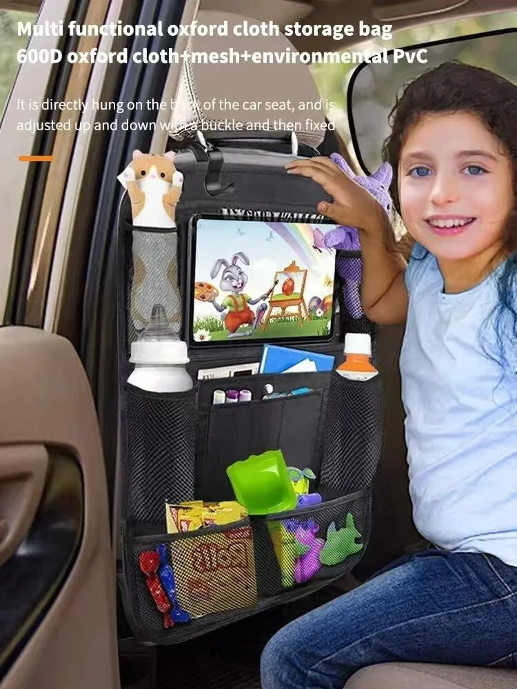 Car Backseat Organizer with Touchscreen Pocket & Toy Storage