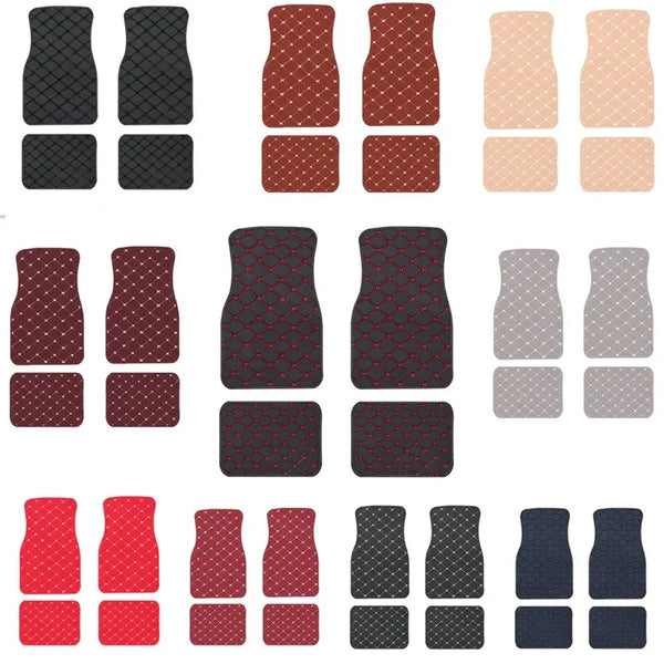 4PCS Premium Car Floor Mats – Anti-Slip, Waterproof, Easy-Clean PU Leather