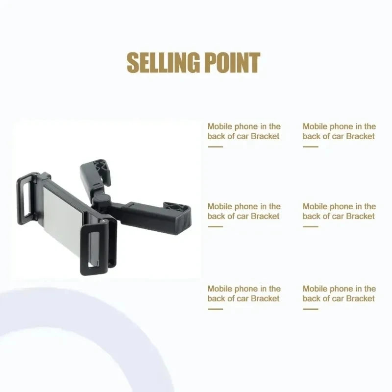 Car Headrest Tablet Holder with 360° Rotation