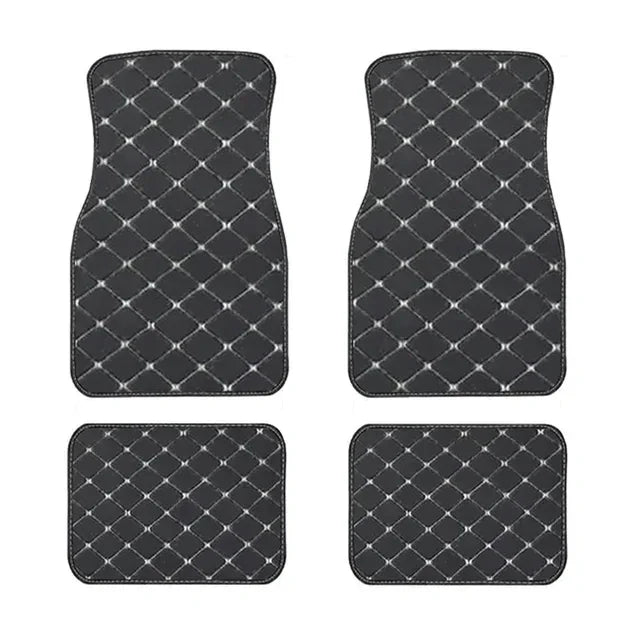 4PCS Premium Car Floor Mats – Anti-Slip, Waterproof, Easy-Clean PU Leather