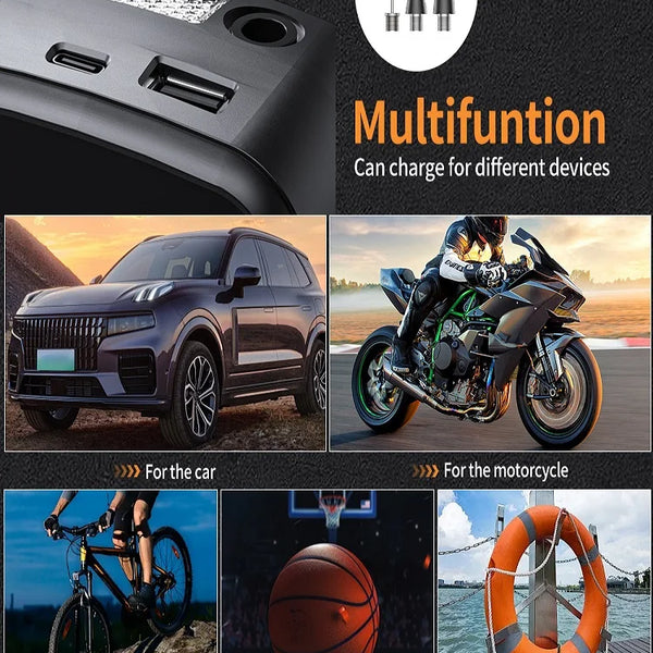 Portable Electric Air Compressor Pump for Car, Bike & Motorcycle Tires