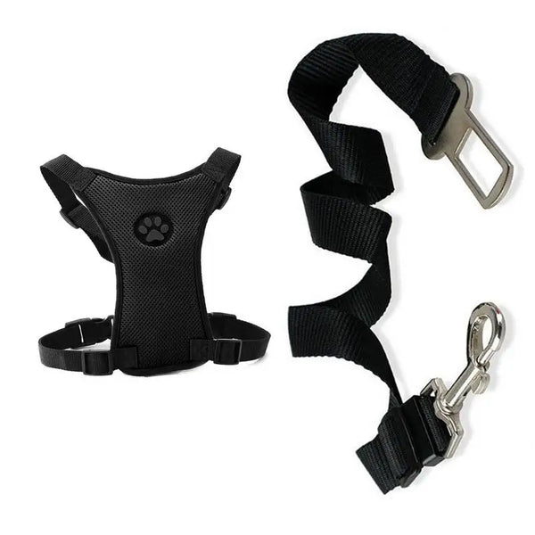 Travel Dog Harness with Leash & Car Seat Belt – Breathable Mesh, Secure Fit
