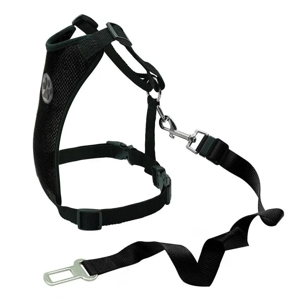 Air Mesh Dog Car Harness with Seatbelt Clip – Breathable, Safe & Travel‑Ready