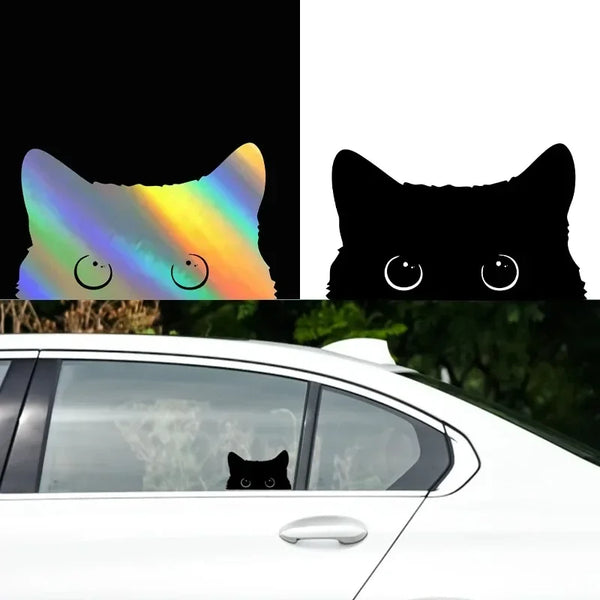 Big-Eyed Cat Car Sticker – Waterproof Vinyl PVC Auto Styling Accessory