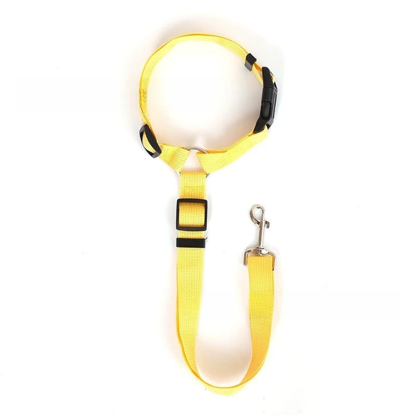 2-in-1 Pet Car Seat Belt & Leash – Adjustable Nylon Dog Safety Harness