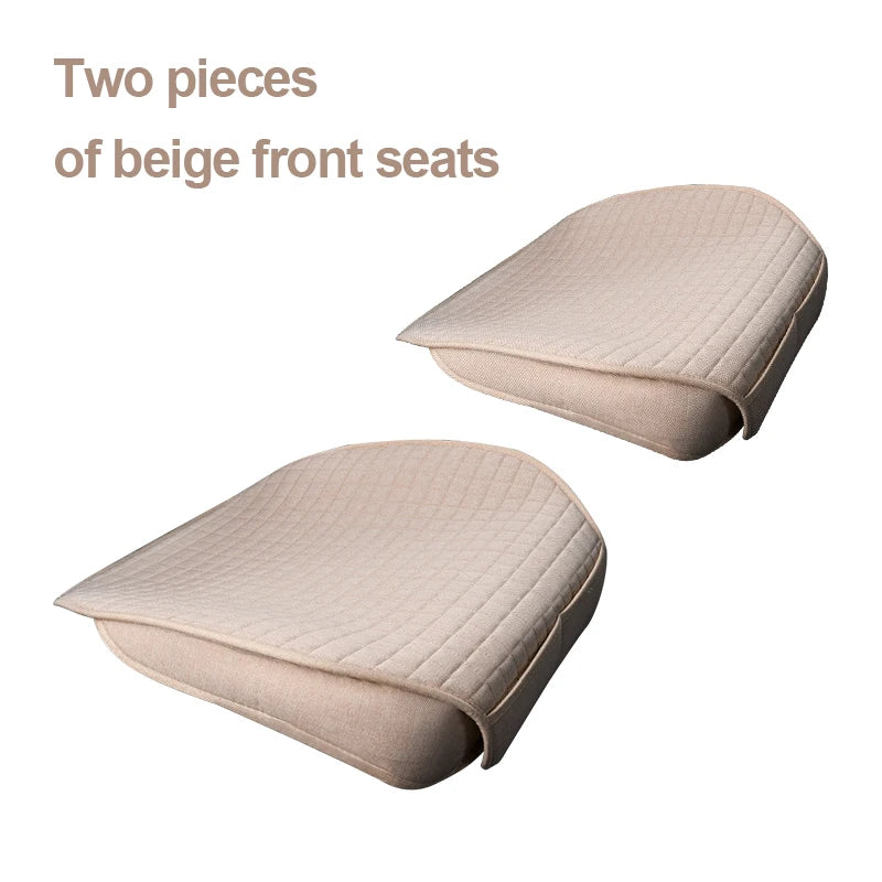 Universal Flax Linen Car Seat Covers – Breathable 4-Season Front & Rear Cushions for Auto Interior Protection
