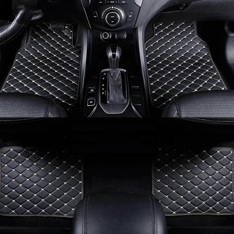 4PCS Premium Car Floor Mats – Anti-Slip, Waterproof, Easy-Clean PU Leather