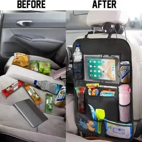 Car Backseat Organizer with Touchscreen Pocket & Toy Storage