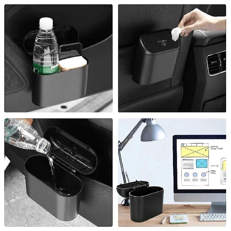 Mini Car Trash Can with Lid – Leak-Proof, Includes 60 (300) Garbage Bags, Compact Auto Accessory