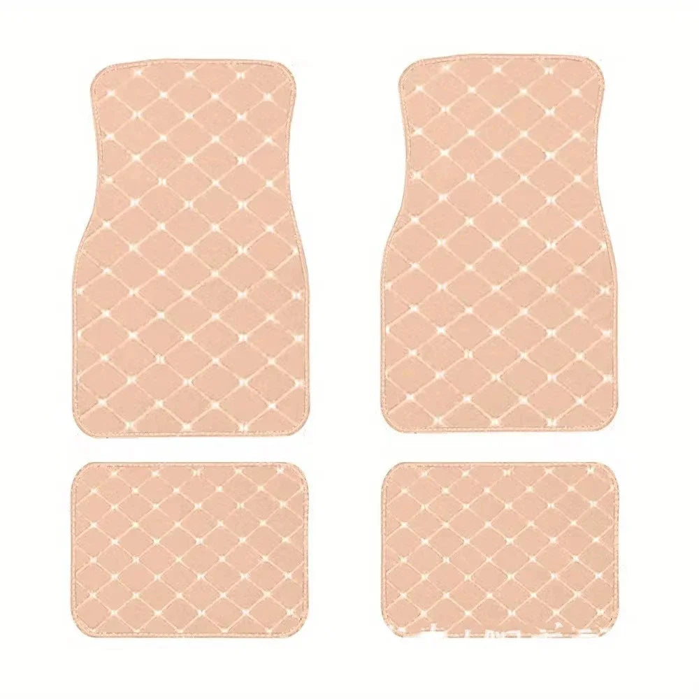 4PCS Premium Car Floor Mats – Anti-Slip, Waterproof, Easy-Clean PU Leather