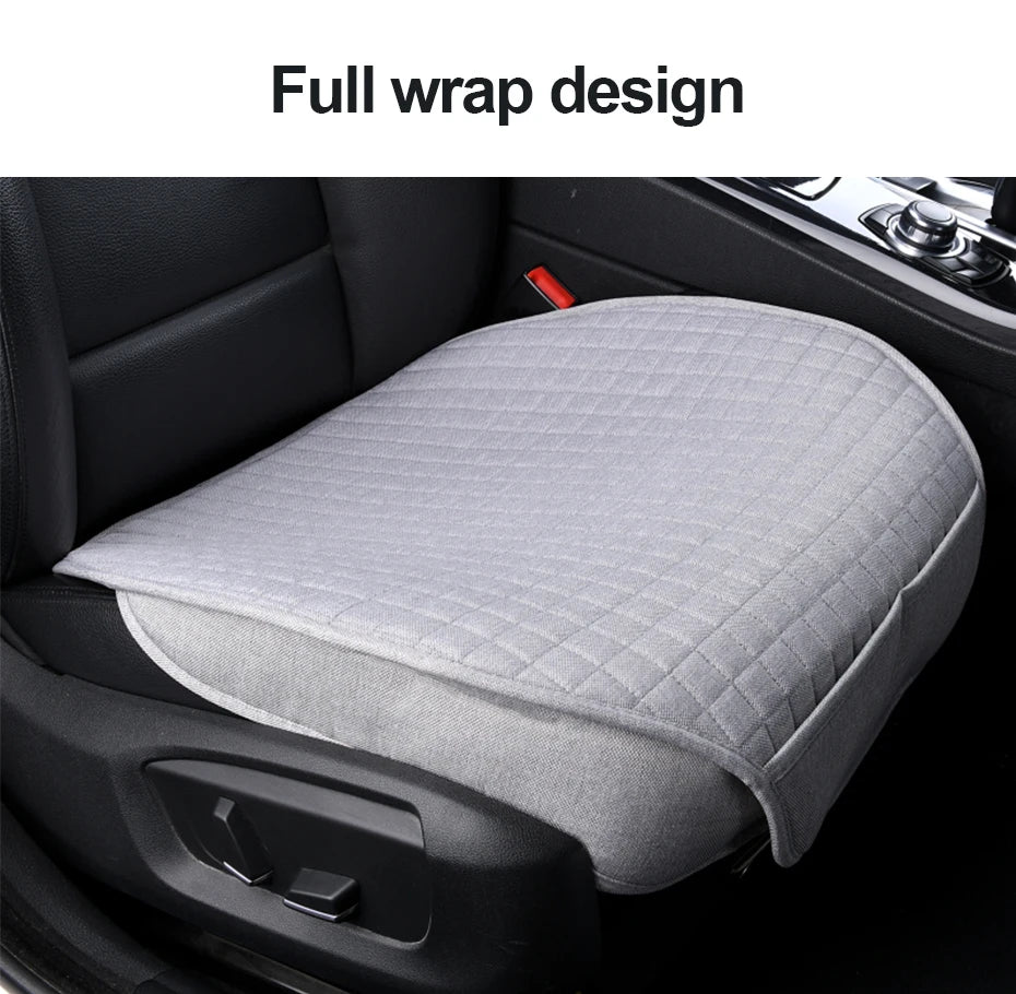 Universal Flax Linen Car Seat Covers – Breathable 4-Season Front & Rear Cushions for Auto Interior Protection