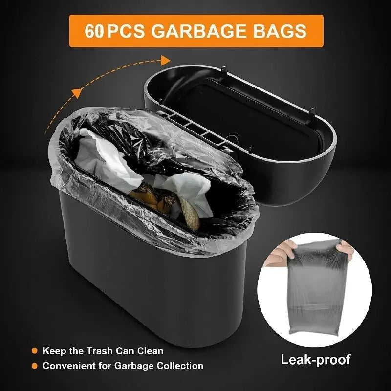 Mini Car Trash Can with Lid – Leak-Proof, Includes Garbage Bags, Compact Auto Accessory