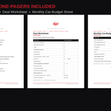 Printable car-buyer one-pagers included with the playbook