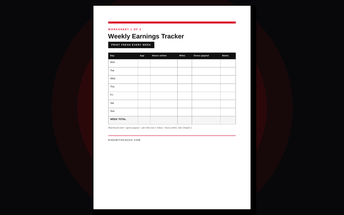 Printable driver worksheets included with the playbook