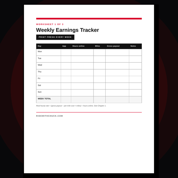 Printable driver worksheets included with the playbook