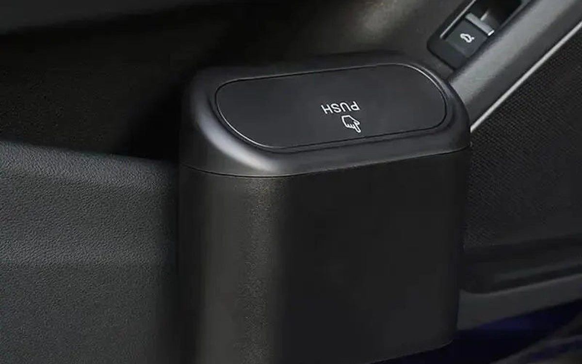 Mini Car Trash Can mounted in car door - featured image