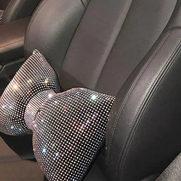 Diamond Bowknot Car Neck Pillow - bling pillows installed, featured image